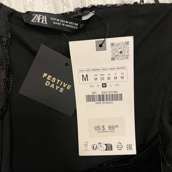 ✨ NWT Zara Fringed Sequin Velvet Jumpsuit ✨ - Picture 6 of 9